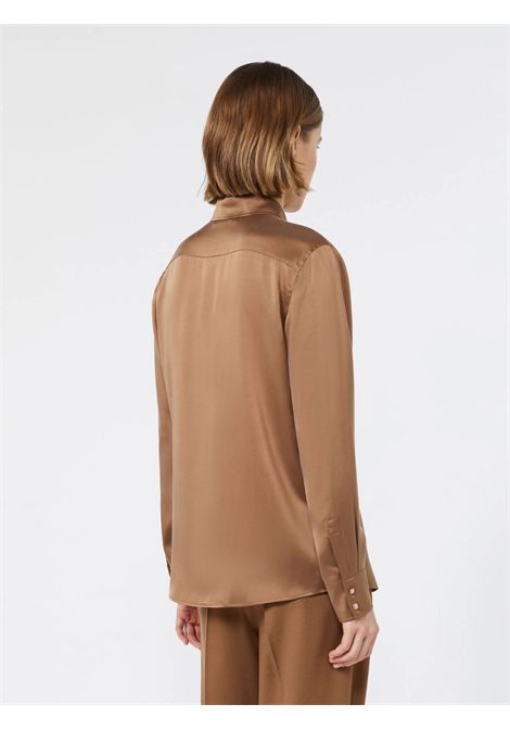 Max Mara Studio Women's MSTXERO Tan Leather Silk Satin Menswear Shirt Max Mara Studio |  | 2626116022600094